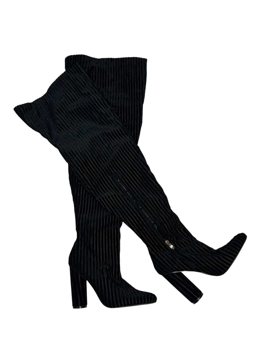 Sergio Todzi JR-022 Black Ribbed Over The Knee Block Heel Gothic
Boots Womens 40